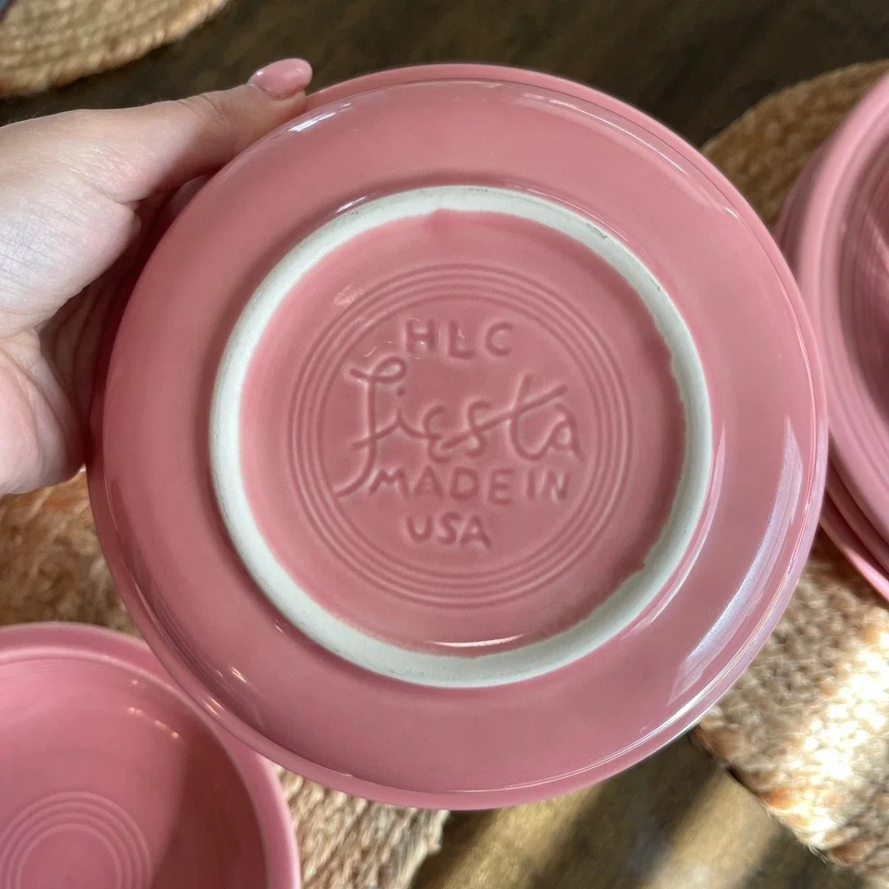 Fiesta Rose Pink 9 Piece Dinnerware Set 3 Dinner 3 Salad Plates 3 Cereal Bowls